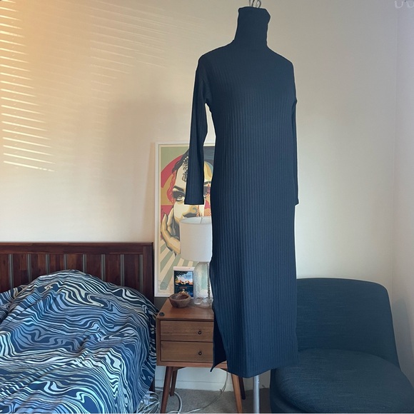 D118/9 ENZA COSTA Sweater Rib Dress Black - Picture 3 of 8
